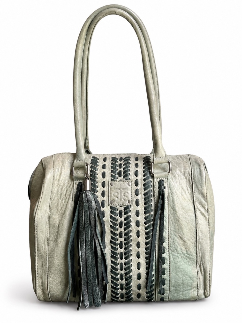 STS Ranchwear Mint-Accent Leather Shoulder Bag with Braided Front